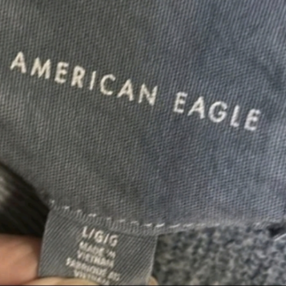 American Eagle Grayish Blue Pullover Hoodie Sz L Womans Casual Cotton Blend 💵 - Picture 7 of 10